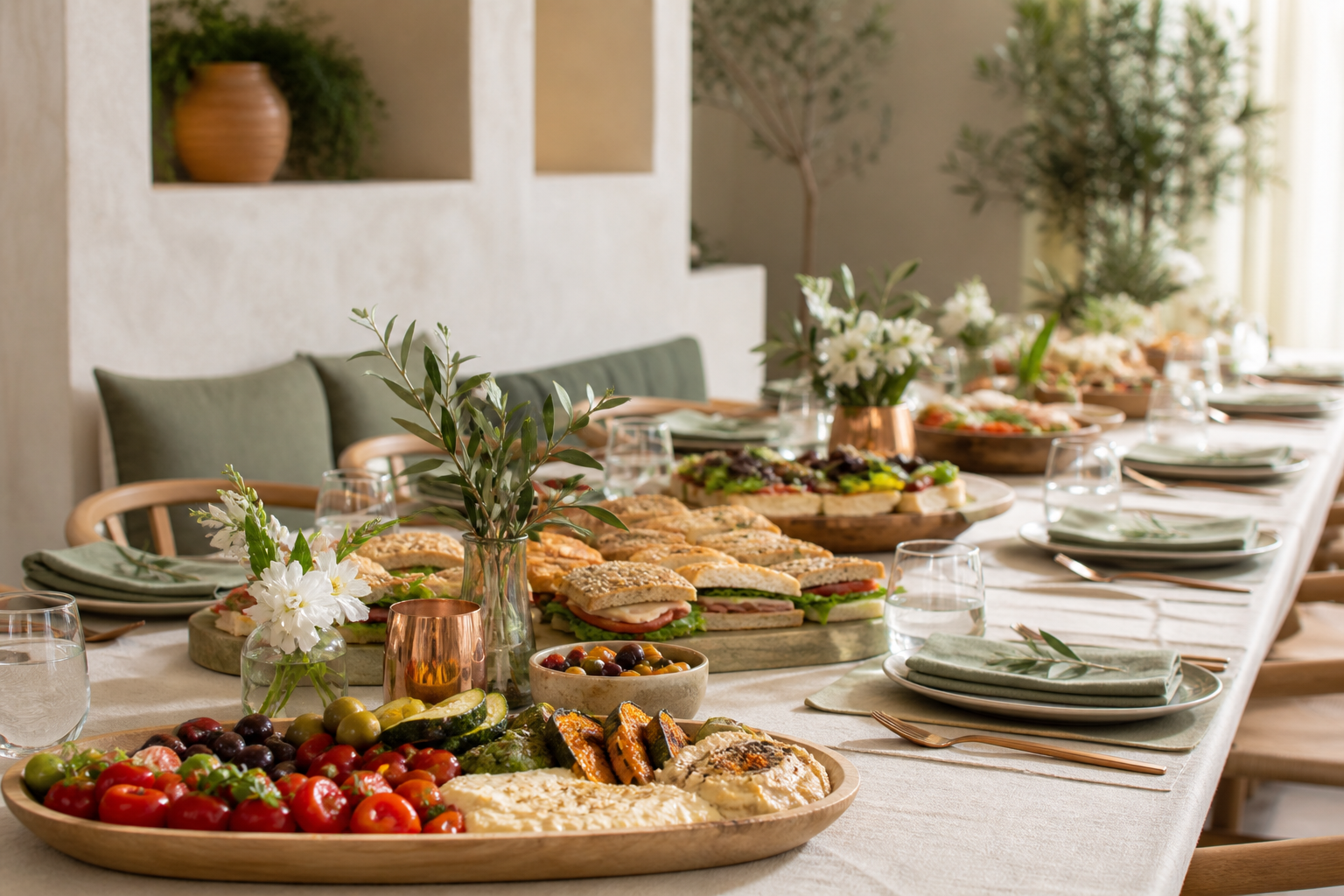 Een feestelijk gedekte tafel